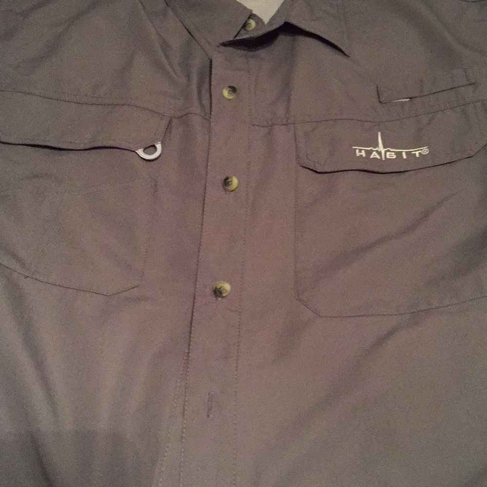Gray button up fishing shirt